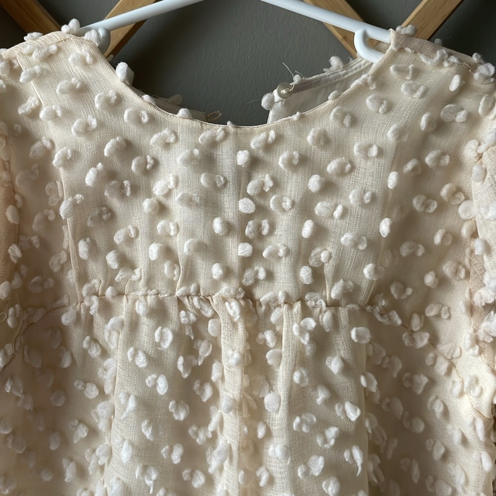Zara Cream Flocked Tiered Dress for Girls - Picture 4 of 8